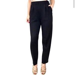 St. John Collection Santana Knit Wide Straight Leg Trouser Pants Size 6 Navy